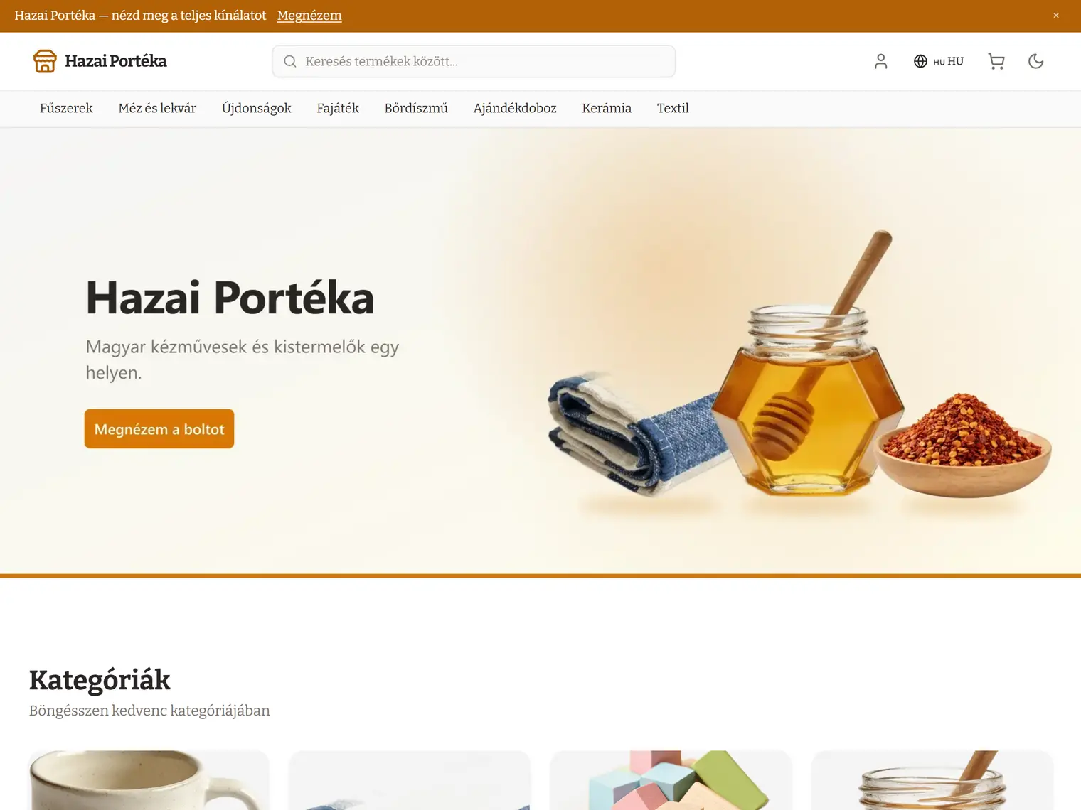 Magyar kinézet a demó boltban